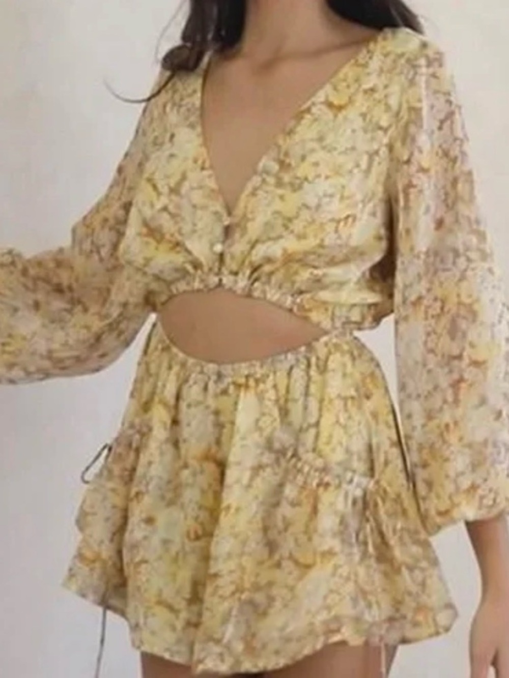Sabo Skirt Yellow Floral Long Sleeve Romper